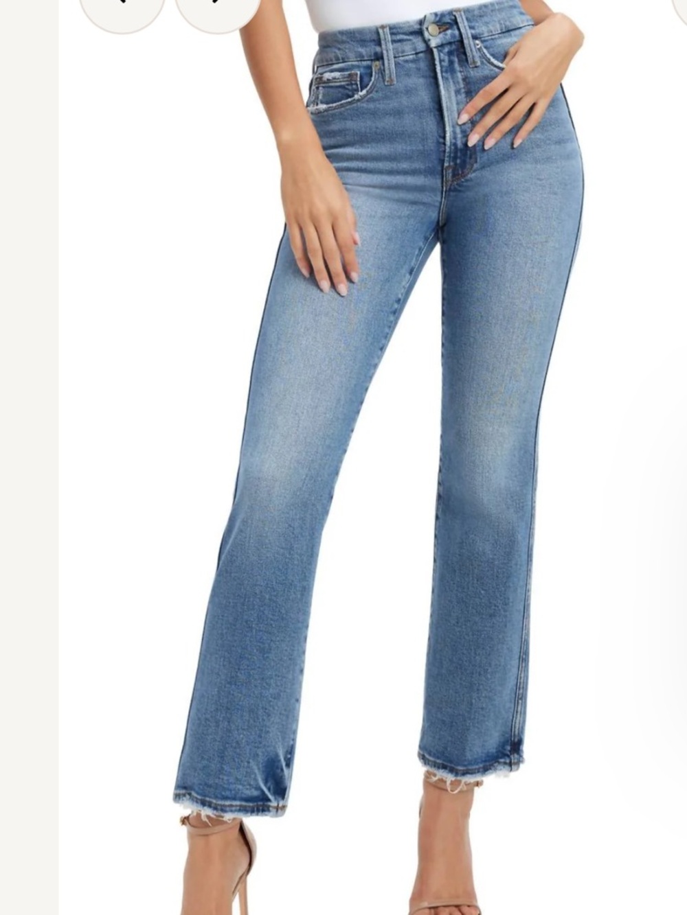 Good American Straight Leg Mid-Blue Jeans